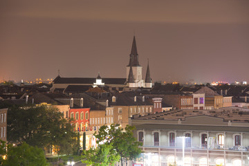 St. Louis Cathedral at French Quarter at twilight in New Orleans, Louisiana, USA.