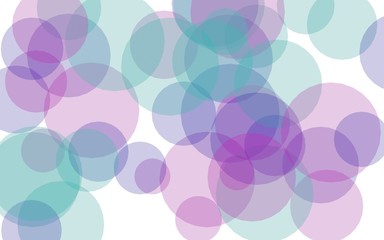 Multicolored translucent circles on a white background. Pink tones. 3D illustration