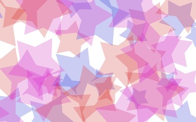 Obraz premium Multicolored translucent stars on a white background. Pink tones. 3D illustration
