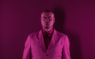 abstract portrait of a red man on a red background