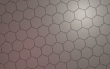Honeycomb with color lighting, on a gray background. Perspective view on polygon look like honeycomb. Isometric geometry. 3D illustration