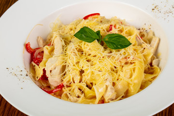 Tagliatelle pasta with chicken