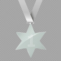 A glass star. Reward. Glass Trophy Award.Star. Vector illustration