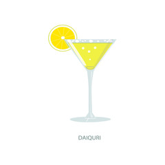 Handmade cocktail with inscription. Summer holiday and beach party concept. Vector illustration isolated on white background.
