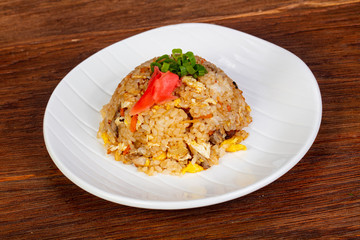 Stir fry rice with chicken