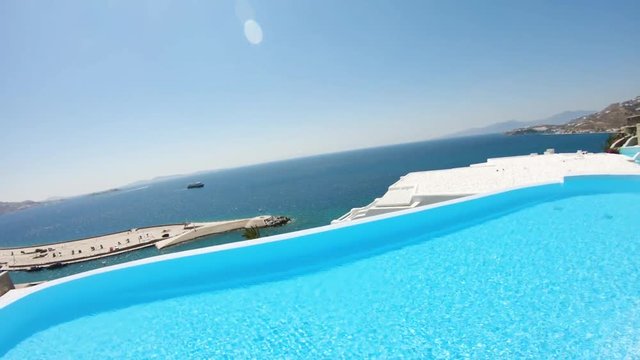 POV, resort pool on Greece coast