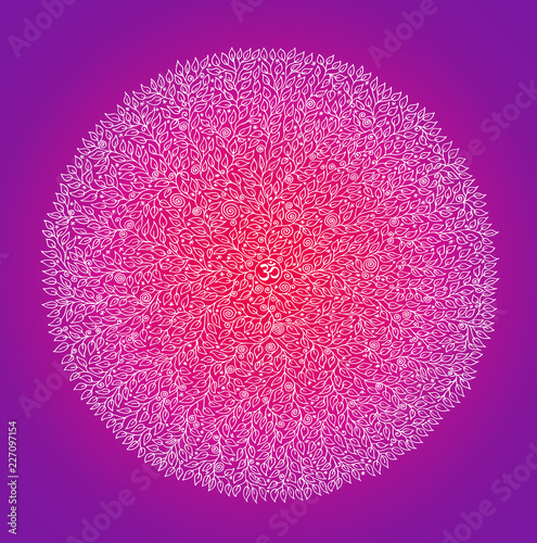 Mandala 1000 Leaves On A Colorful Background In The Colors Of Red