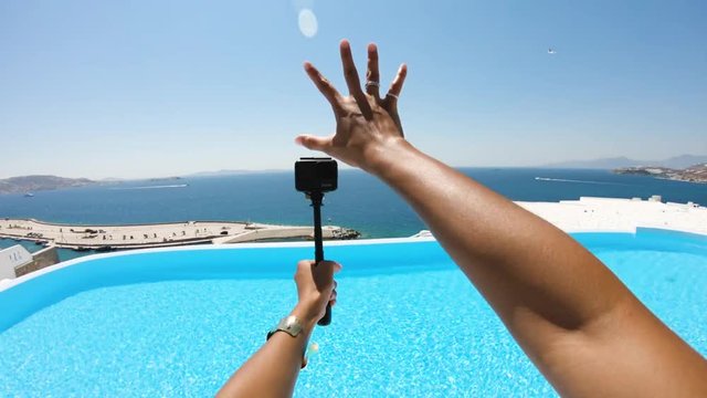 POV, vlogging at Greece resort