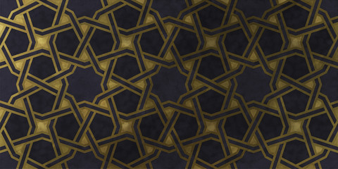 Islamic decorative pattern with golden artistic texture.