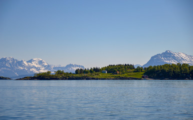 Small town on the coast of a Lofoten island, Norway.
