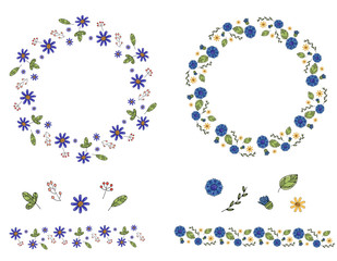 Vector flowers, leaves and branches