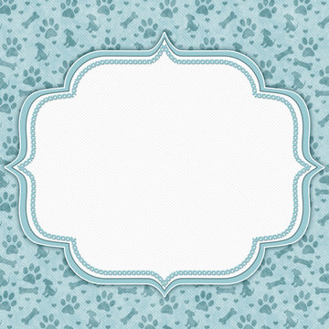 Teal and white dog pattern border with copy space