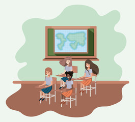 young students in geography classroom