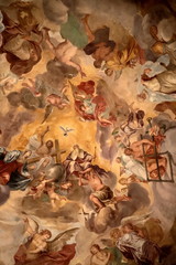 Affresco nella Basilica di San Lorenzo a Milano in Italia,  Fresco in the Basilica of San Lorenzo in Milan in Italy