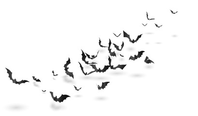 Bats - Halloween 3D Design. Cute Horror Background With Shadows for Stickers, T-shorts and other