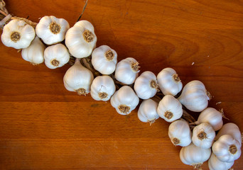 Garlic on a wooden background