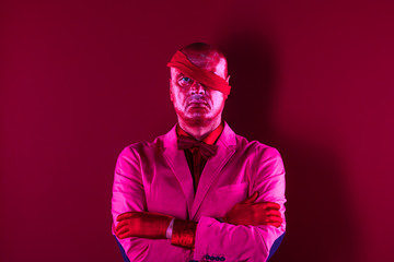 one-eyed man with a bandage on his head