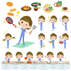 surgical operation blue wear women_cooking