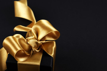 Beautiful minimalistic multi purpose composition with gift box wrapped and tied with satin ribbon....