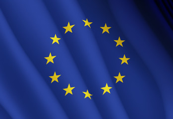 Illustration of a flying flag of the European Union