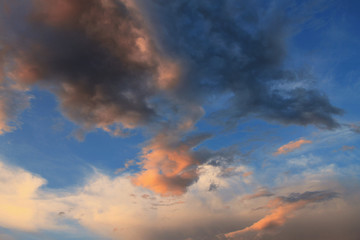 Blue sky with colorful clouds at sunset