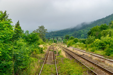 Railway tracks in Romania on a summer day