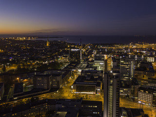 Fototapeta na wymiar Aerial view of night city Tallinn Estonia