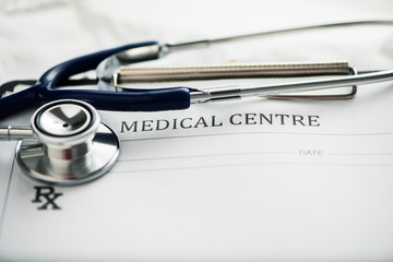 medical prescrpition with stethoscope