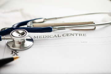 medical prescrpition with stethoscope