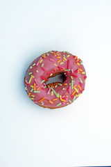 donut donuts sprinkles on doughnuts pink bright sugar strands background