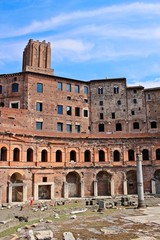 Obraz premium Ancient ruins near the Roman Forum in Rome, Italy. This image can be used as a travel background. 