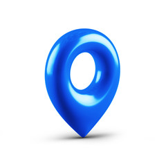 Blue map pointer with a icon