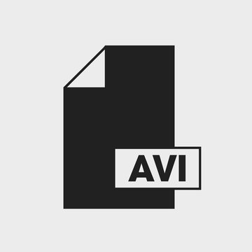 Audio Video Interleaved (AVI) file format Icon on gray background.