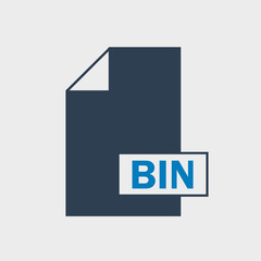 BIN file format Icon on gray Background.