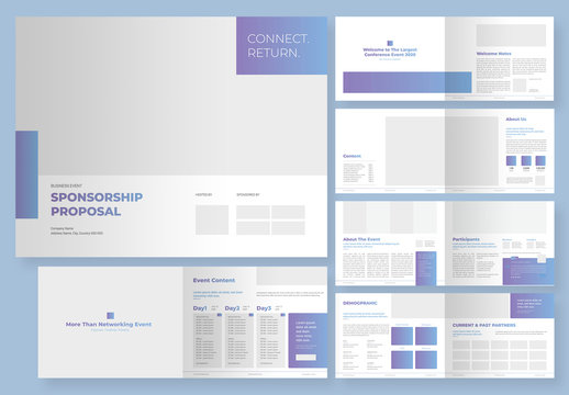 Sponsorship Business Event Proposal Layout with Editable Gradient Elements