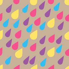Vector pattern with rain drops. Seamless cute background. Abstract.