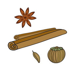 Spice Vector icons. Hand drawn Food print. Sticker kitchen design.