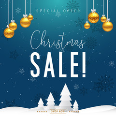 Fototapeta na wymiar Christmas sale banner. Christmas special offer design vector.