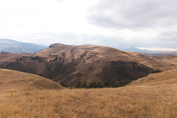 landscape with mountains and blue sky