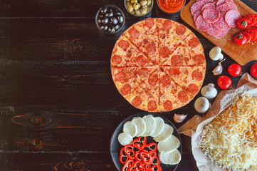 Raw pizza ingredients