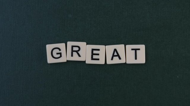 Animation of the word GREAT.