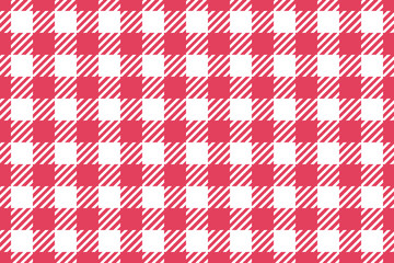 Vector Seamless pattern. Wide cell horizontal background red table cloth in a cage. Abstract checkered backdrop. - 227116726