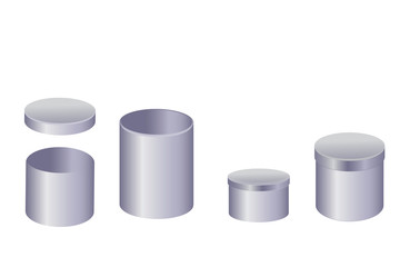 Set of vector metal boxes. Closed and cover up