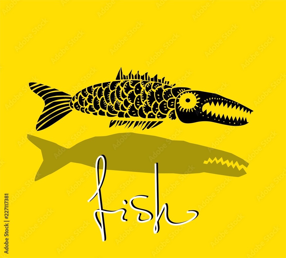 Canvas Prints Funny cartoon fish vector illustration