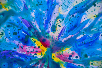 Fototapeta na wymiar Bright blue fluid art background.Abstract watercolor design splash.Artistic backdrop.
