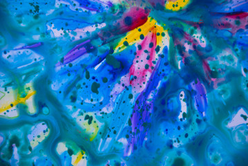 Bright blue fluid art background.Abstract watercolor design splash.Artistic backdrop.