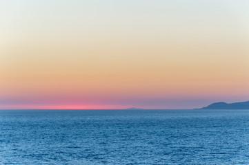 Sunset on the island of Capri seen from Palinuro
