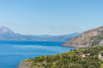 Fototapeta na wymiar Panoramic view of the Tyrrhenian coast of Basilicata near Maratea