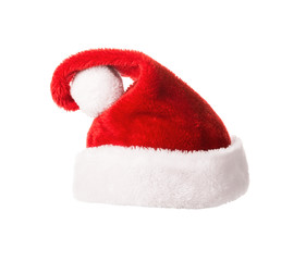 Obraz na płótnie Canvas Red Santa Claus helper hat isolated on white background