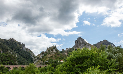 Fototapeta na wymiar Abandoned medieval village of San Severino di Centola near Palinuro in Cilento